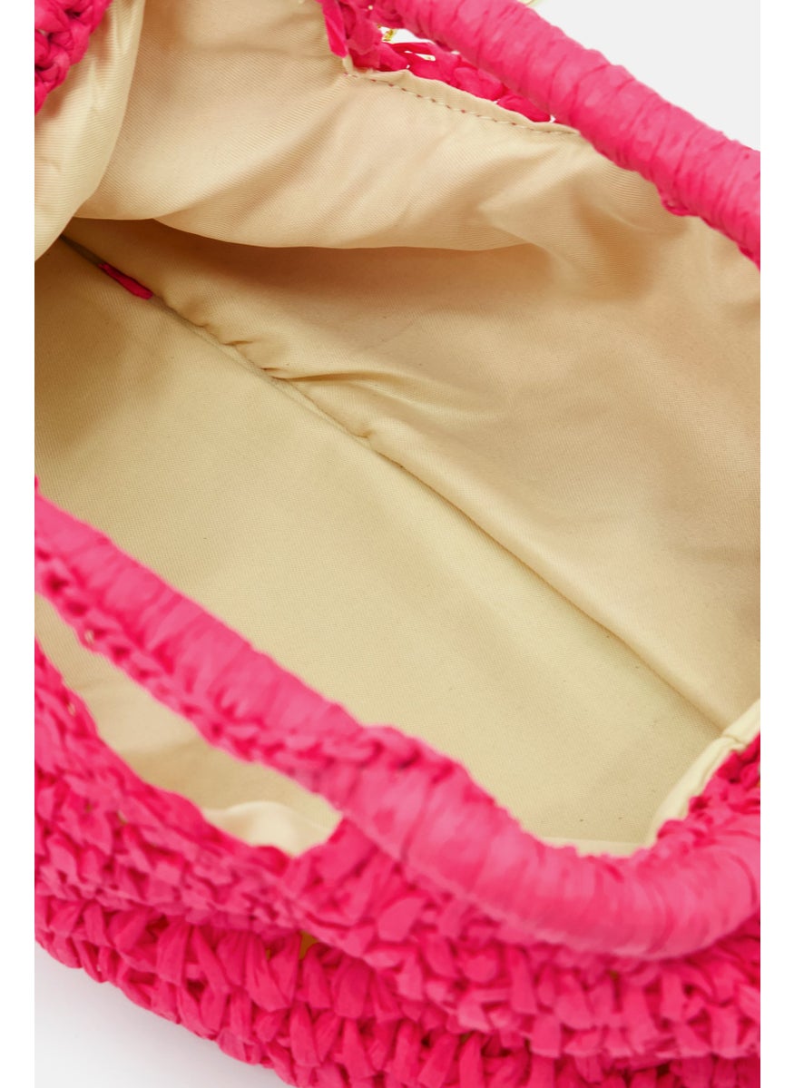 Sol And Mer - Women Straw Cut Out Clutch Bag 18 H x 34 L x 5 W cm, Pink - Image 1