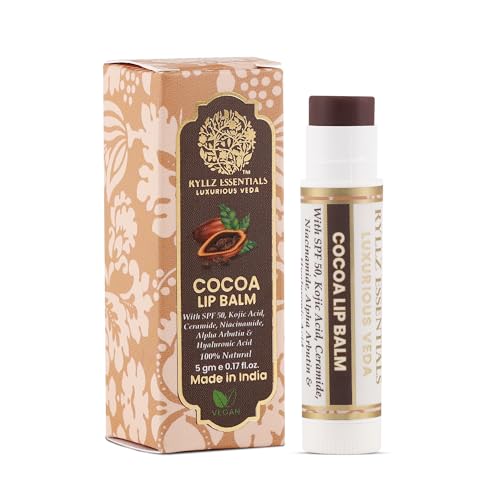 RYLLZ ESSENTIALS Cocoa Lip Balm | SPF 50 PA+++ | With Shea Butter, Kojic Acid, Ceramide, Niacinamide, Alpha Arbutin & Hyaluronic Acid | Brown Tint | For Lip Lightening & Moisturized Lips | 5 Gm - Image 1