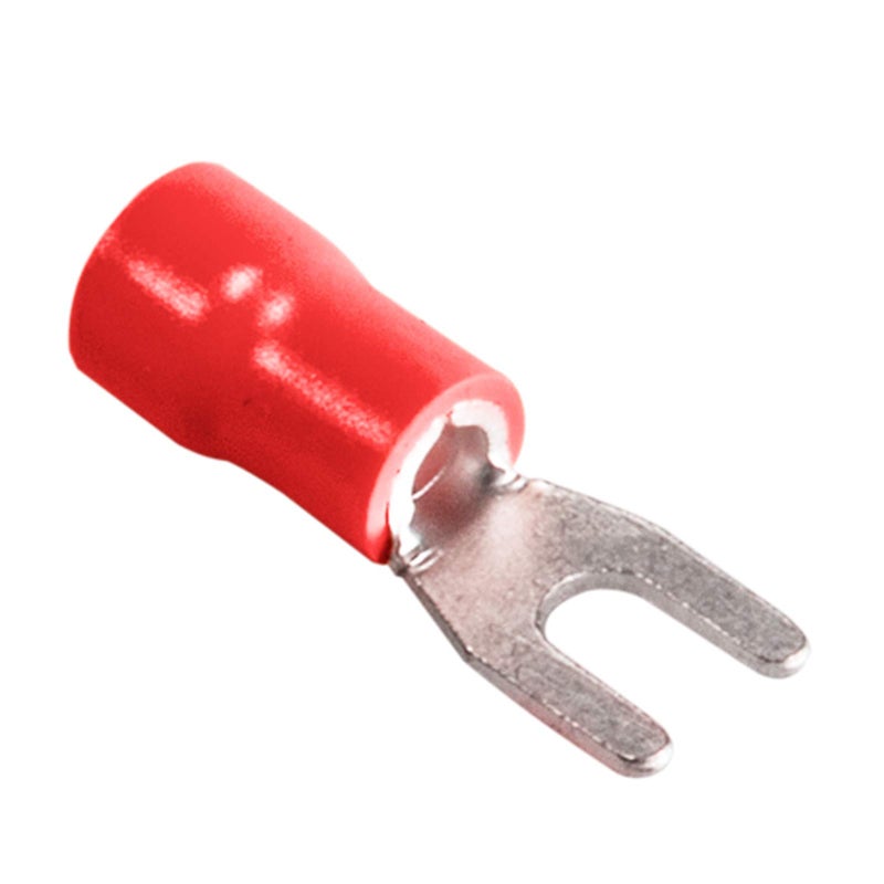 MILAPEAK 100pcs Insulated Fork Spade Wire Connectors, U Type Electrical Crimp Terminals for 22-16AWG Cable by MILAPEAK (Red) - Image 1