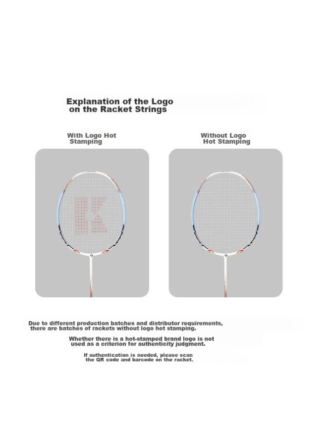 Kumpoo Badminton Racket K520 Upgraded Version, Xunfeng Full Carbon 4u Balanced Racket, K520pro Moon White Single Racket, Pre-strung - Image 5