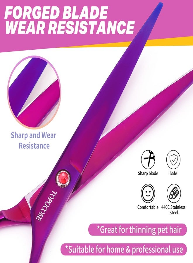 TOPGOOSE 7.5'' Dog Straight Scissors for Grooming 440C Stainless Steel Professional Pet Trimming Scissors Sharp Blades Cutting for Dogs and Cats Shears (Straight, Purple) - Image 5