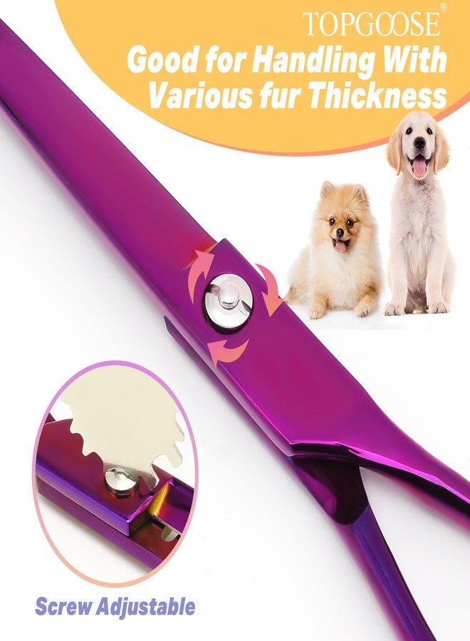 TOPGOOSE 7.5'' Dog Straight Scissors for Grooming 440C Stainless Steel Professional Pet Trimming Scissors Sharp Blades Cutting for Dogs and Cats Shears (Straight, Purple) - Image 4