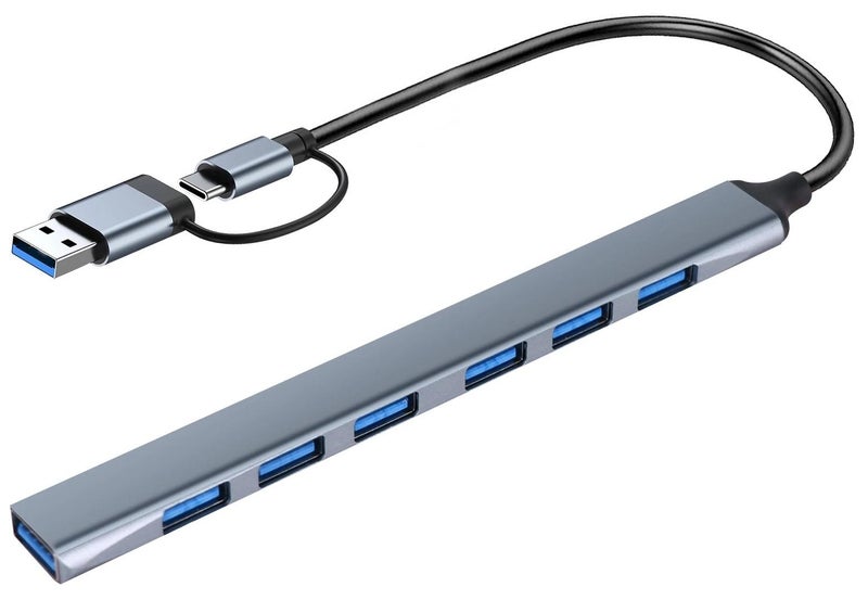 USB C Hub, USB C USB to USB Adapter, USB C to USB A Hub, 7 Ports USB-C USB to USB Hub 3.0/2.0, USB Splitter Aluminum Alloy - Image 1