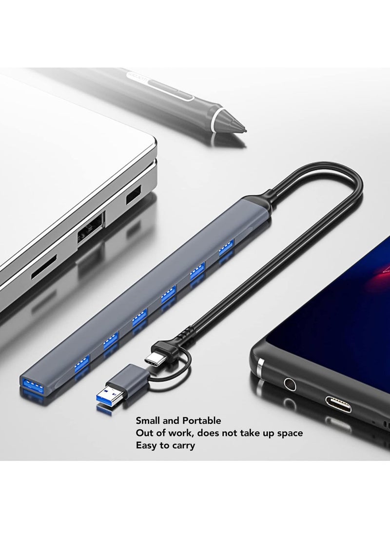 USB C Hub, USB C USB to USB Adapter, USB C to USB A Hub, 7 Ports USB-C USB to USB Hub 3.0/2.0, USB Splitter Aluminum Alloy