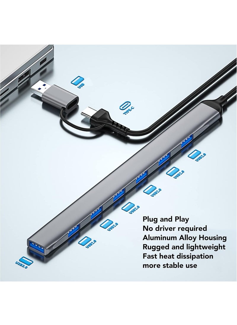 USB C Hub, USB C USB to USB Adapter, USB C to USB A Hub, 7 Ports USB-C USB to USB Hub 3.0/2.0, USB Splitter Aluminum Alloy