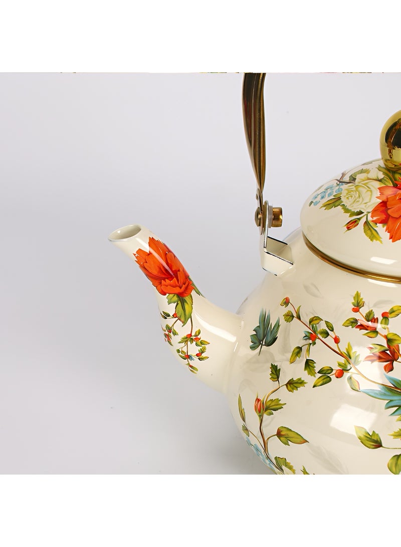 ALMiHomi European Style Enamel Teapot with Infuser – 1.5L Thickened Bird & Floral Pattern Kettle – Gas, Electric, Ceramic & Induction Stove Compatible – Elegant Coffee/Tea Pot for Home or Gift Use - Image 5