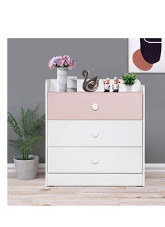 Home Box Vanilla Bloom 3-Drawer Dresser | Dressing Table | Vanity Table | Makeup Table without Mirror White/Pink 40x83x80 cm  - Image 1