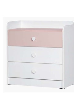 Home Box Vanilla Bloom 3-Drawer Dresser | Dressing Table | Vanity Table | Makeup Table without Mirror White/Pink 40x83x80 cm  - Image 2