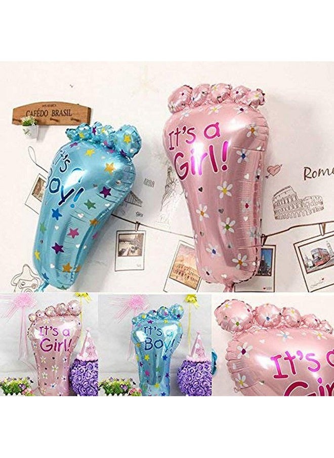Amit Marketing - Amit Marketing Baby Shower Decoration Kit Combo - Fringe Foil Curtains, Banner, Foot Balloons & Latex Metallic Balloons I It?s a boy and a Girl Lovely Balloon I Party Decor items - Set of 15 Pcs - Image 1