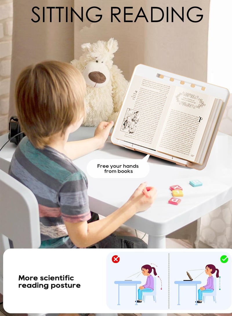 2 IN 1 Adjustable Book Reading Stand , Dual-Use Floor and Desktop Book Holder Stand,Adjustable(63-130CM)Bible Holder with Page Clip,for Music Sheet,Reading,Book, Recipe, Tablet, Laptop - Image 2