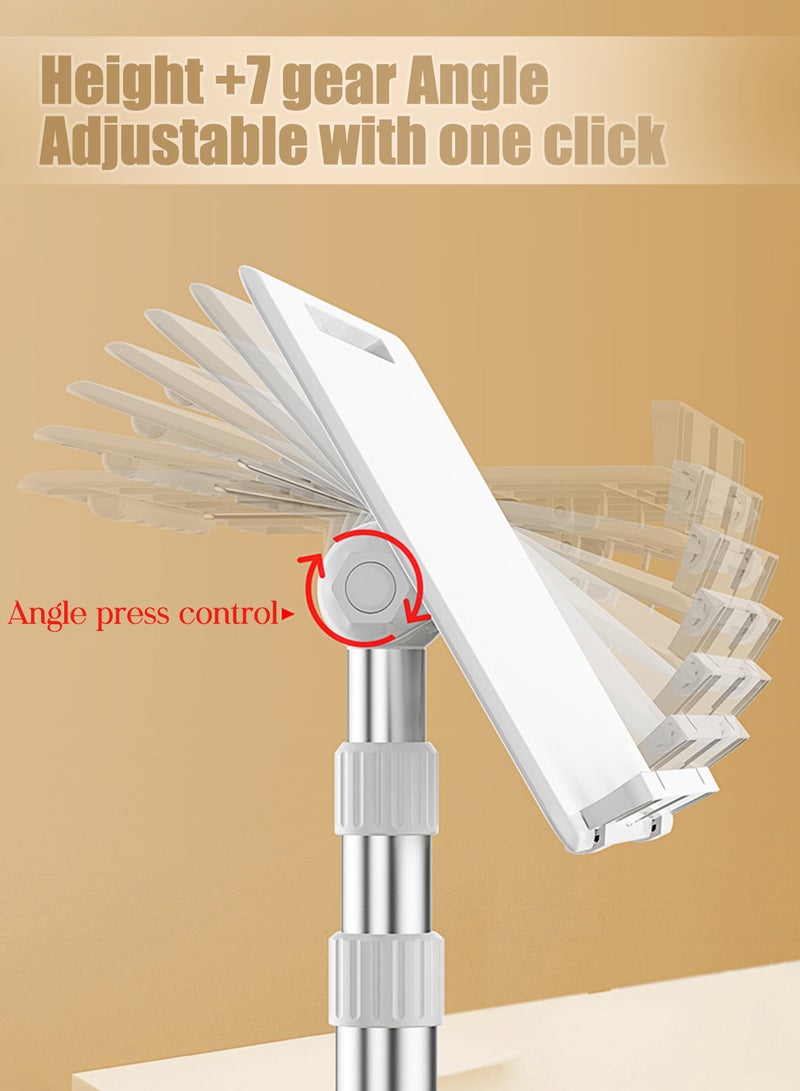 2 IN 1 Adjustable Book Reading Stand , Dual-Use Floor and Desktop Book Holder Stand,Adjustable(63-130CM)Bible Holder with Page Clip,for Music Sheet,Reading,Book, Recipe, Tablet, Laptop - Image 4