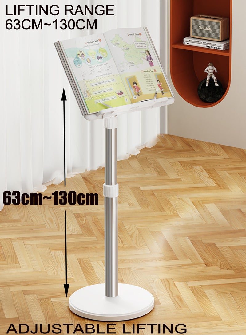 2 IN 1 Adjustable Book Reading Stand , Dual-Use Floor and Desktop Book Holder Stand,Adjustable(63-130CM)Bible Holder with Page Clip,for Music Sheet,Reading,Book, Recipe, Tablet, Laptop - Image 3