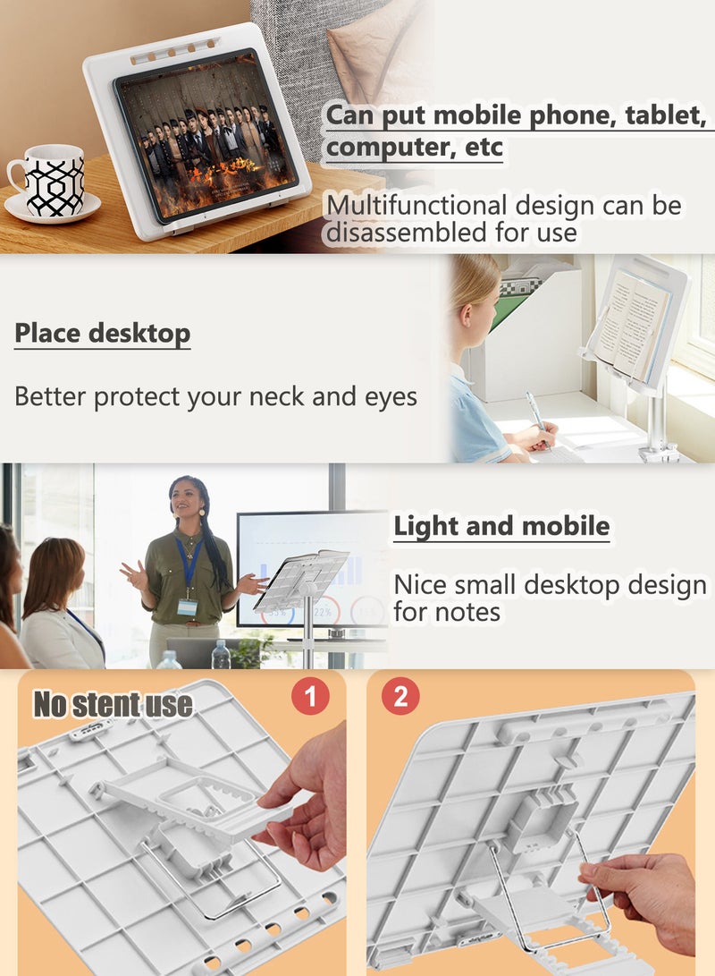 2 IN 1 Adjustable Book Reading Stand , Dual-Use Floor and Desktop Book Holder Stand,Adjustable(63-130CM)Bible Holder with Page Clip,for Music Sheet,Reading,Book, Recipe, Tablet, Laptop - Image 5