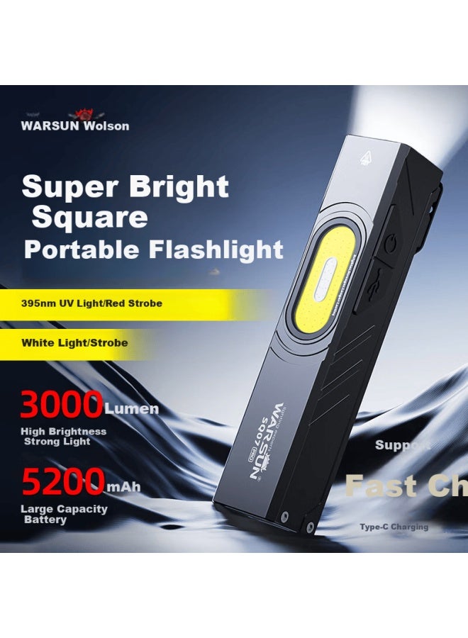 Warsun Rubik's Cube Flashlight Small Portable High Brightness Rechargeable Mini Gum Edc Magnetic Work Emergency Light - Image 1