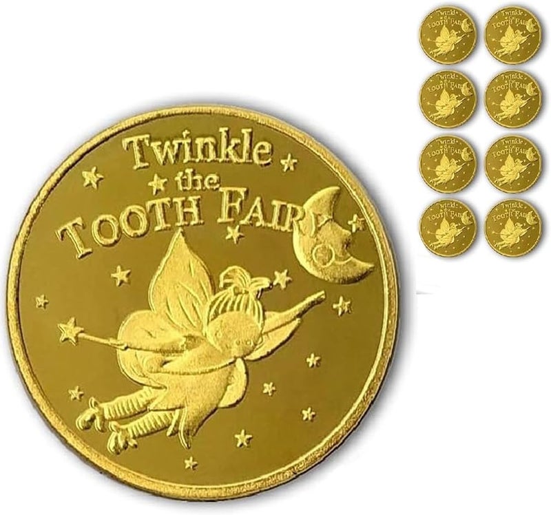 ChicAbode Tooth Fairy Coins for Kids, 10 Classic Gold Commemorative  Coins - Image 1