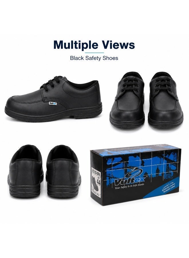 Vaultex Vautex Men’s Safety Shoes S3 SRA Black-44 Lace-Up Work Shoes, Breathable Leather Industrial Protective Footwear For Construction, Warehouse, Workshop And Site Use - Image 3