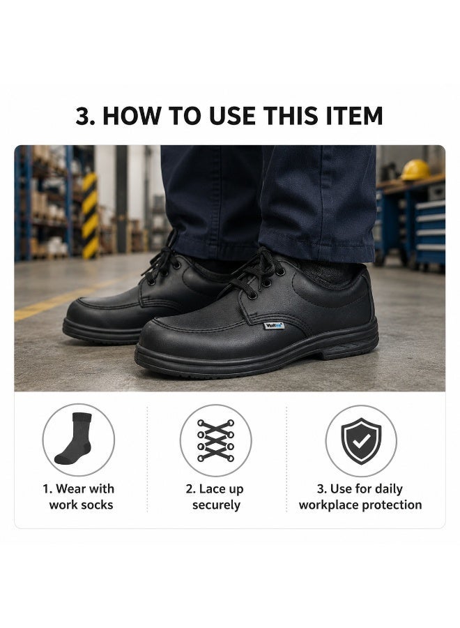 Vaultex Vautex Men’s Safety Shoes S3 SRA Black-44 Lace-Up Work Shoes, Breathable Leather Industrial Protective Footwear For Construction, Warehouse, Workshop And Site Use - Image 4