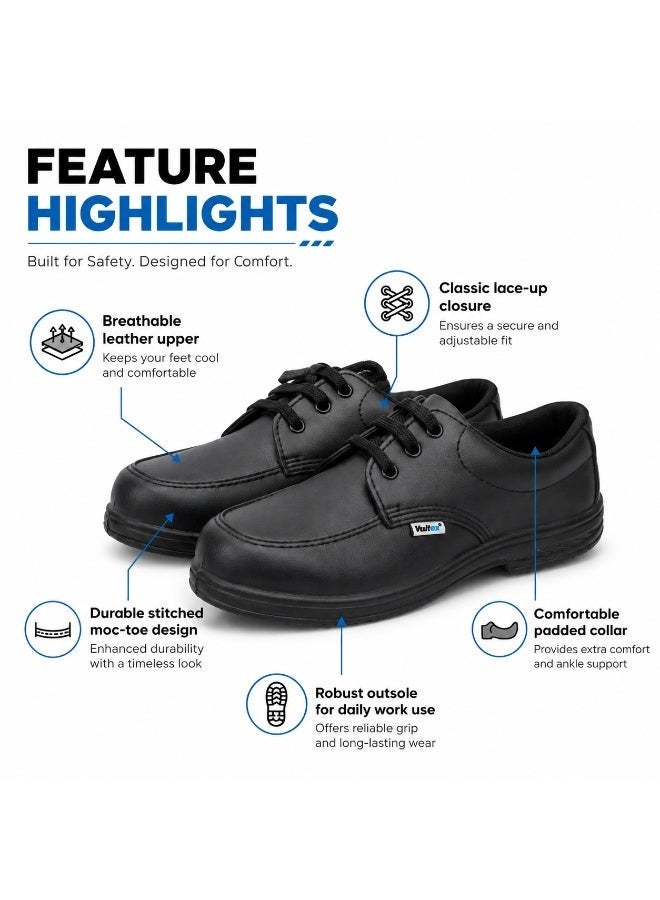 Vaultex Vautex Men’s Safety Shoes S3 SRA Black-44 Lace-Up Work Shoes, Breathable Leather Industrial Protective Footwear For Construction, Warehouse, Workshop And Site Use - Image 5