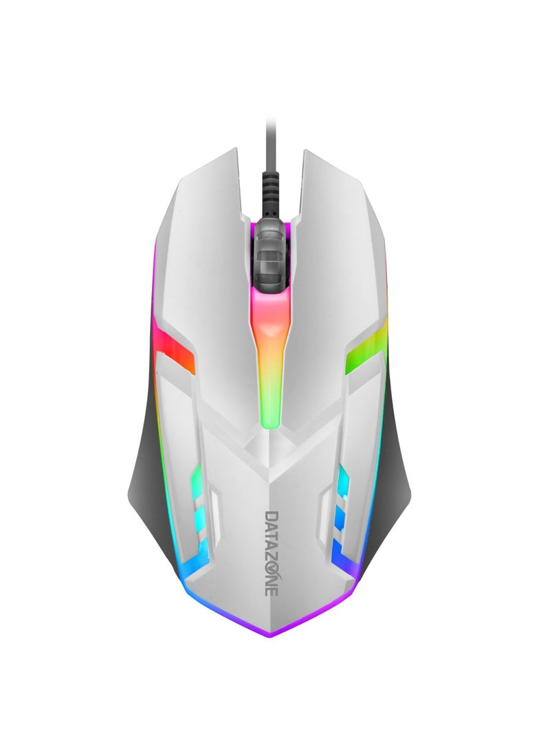 Datazone Wired Gaming Mouse in White with RGB Lighting and Sleek Design.  - Image 2