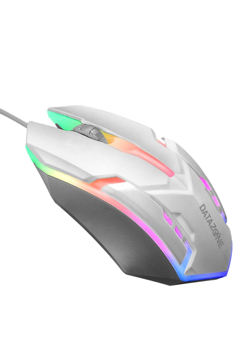 Datazone Wired Gaming Mouse in White with RGB Lighting and Sleek Design.  - Image 5