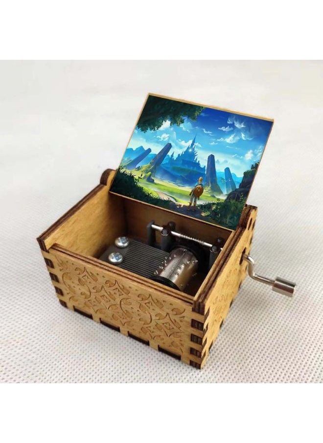 Anime The Legend Of Zelda Cartoon Peripheral Music Box Classical Hand-cranked Music Box Ornaments Retro Wooden Music Box-Color:03  - Image 5