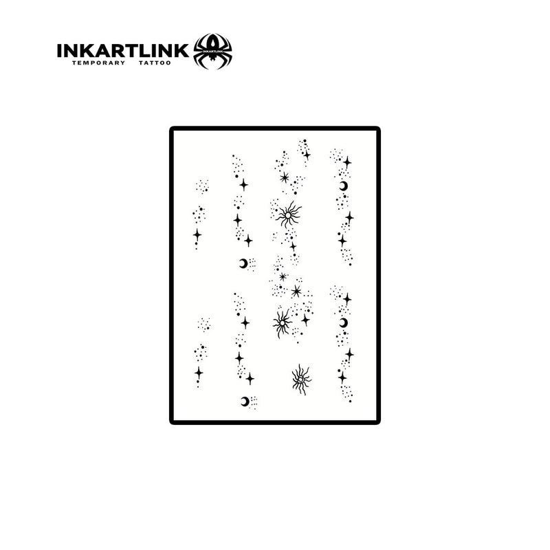 INKARTLINK Temporary Tattoos, Semi Permanent Tattoos, Small-size Tattoos for Women, Waterproof and Anti-reflective, Unique Design (Stars and Moon Shining) - Image 4