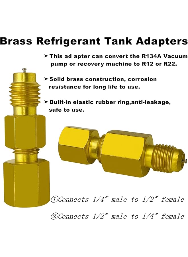 Excefore R410A Adapter For Mini Split System, 5/16" Female Sae To 1/4" Male Flare, 1/2" To 1/4" Refrigerant Tank Adapters For Hvac And Refrigeration Service, Includes 2 Straight, 2 Angled, And 2 Tank Adapters - Image 4
