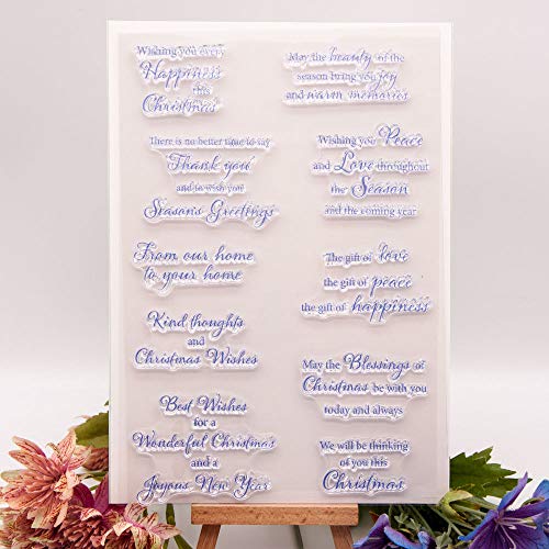 KWELLAM Words Christmas Wishes Thank You Seasons Greetings Clear Stamps for Card Making Decoration and DIY Scrapbooking - Image 2