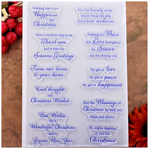 KWELLAM Words Christmas Wishes Thank You Seasons Greetings Clear Stamps for Card Making Decoration and DIY Scrapbooking - Image 4