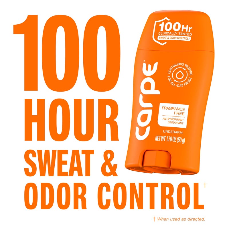 Carpe Underarm Antiperspirant Deodorant for Men and Women - 100 Hour Sweat & Odor Control - Antiperspirant Deodorant for Sensitive Skin - Fragrance Free - 3 Pack - Image 4