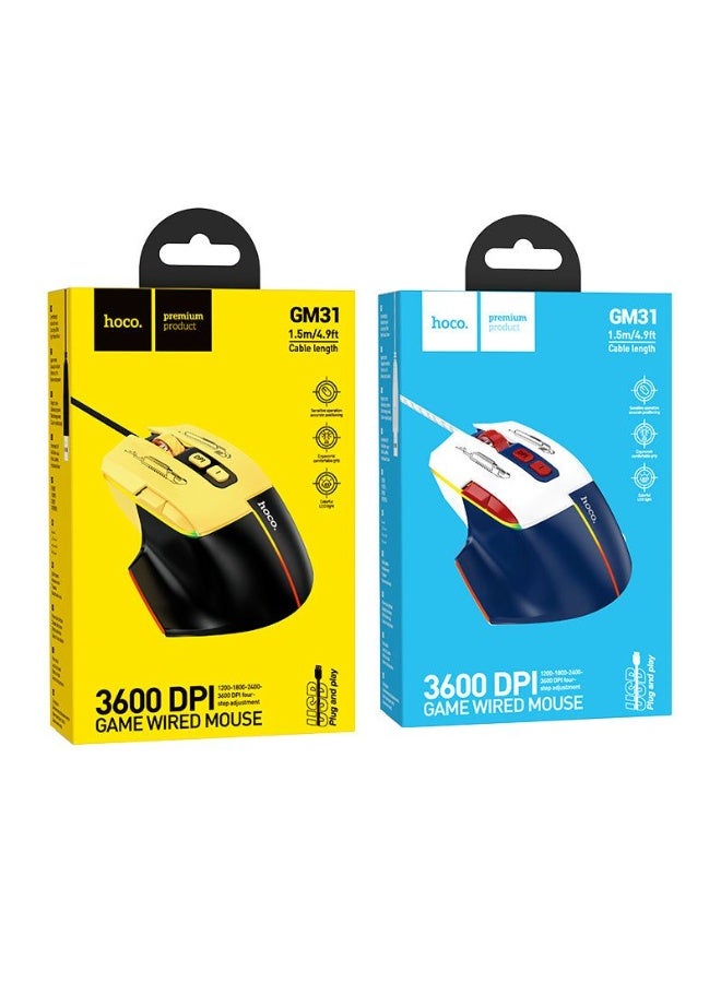 هوكو ماوس ألعاب سلكي هوكو GM31 بدقة 3600 DPI – إضاءة LED - Image 2