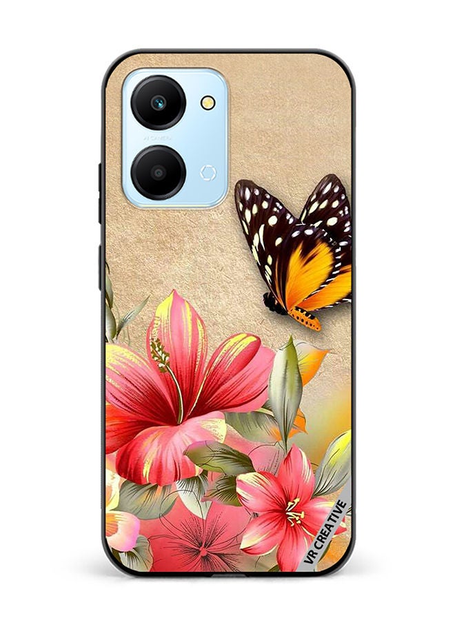 VR CREATIVE Protective Case Cover For Honor Play7T Brown Butterfly On Flower Design Multicolour - Image 1