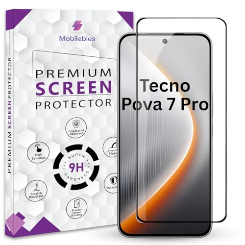 Mobilebies® Premium Tempered Glass Screen Protector Guard For Tecno Pova 7 Pro 5G (6.78 Inch, Pack of 1) | HD Clear Edge to Edge Coverage With Easy to installation kit - Image 1