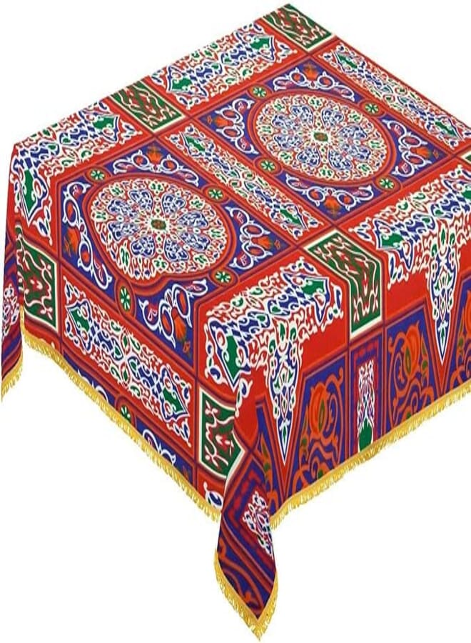 Ramadan khayamiya cotton tablecloth with end-yellow decorations 2.5 * 1.5 meter