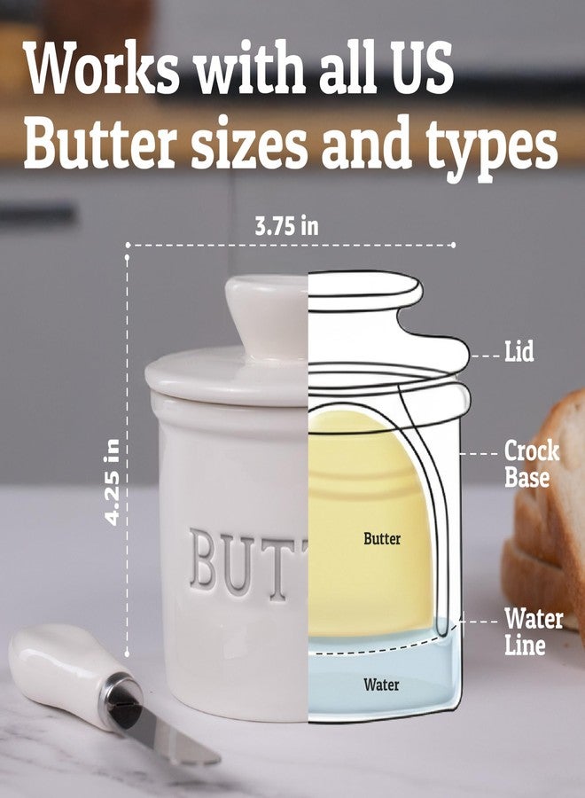 Priority Chef Butter Crock with Lid with Water Line, Ceramic French Butter Dish to Leave On Counter, White - Image 5
