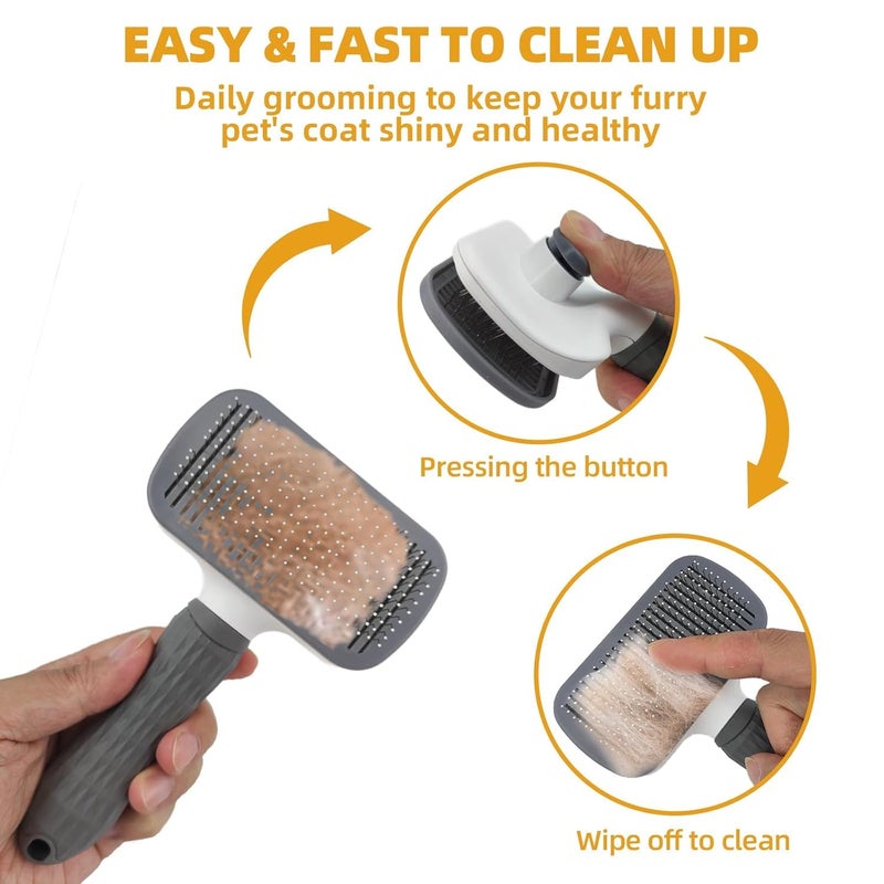 KUEIOX Dog Brush for Shedding,6 PCS in One Pet Slicker Hair Brush Kit Organizer Bag - Dog Cat Grooming Deshedding Undercoat Rake Brush Comb for All Small Large Dogs Cats Grey - Image 3