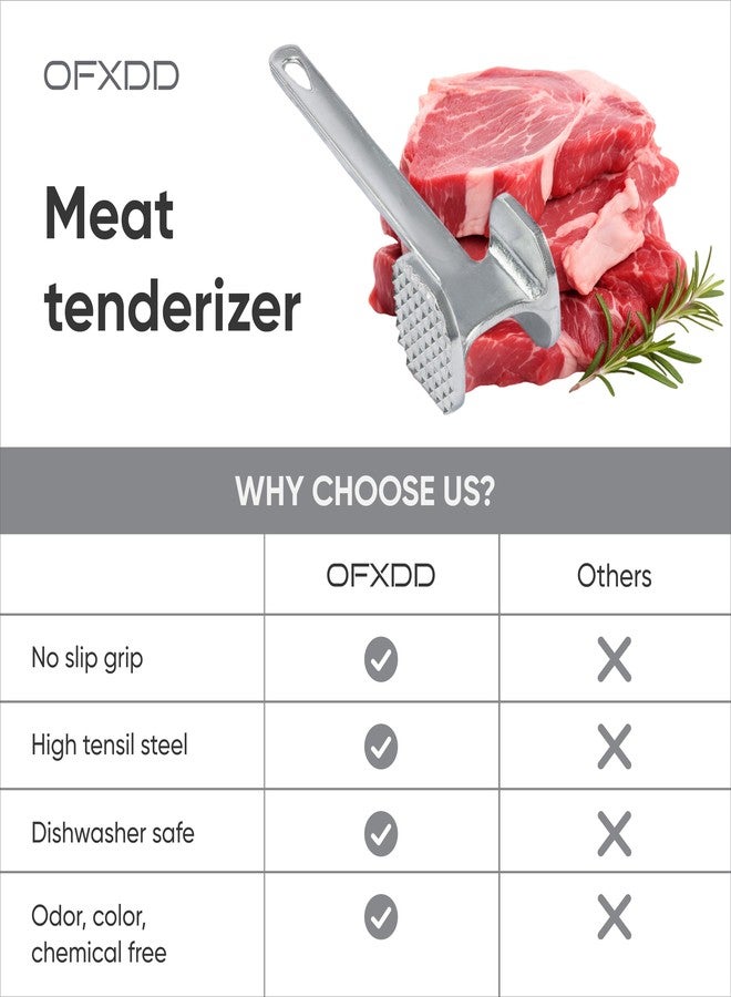 OFXDD Meat Tenderizer Tool - Dual-Side Meat Mallet Tenderizer for Cooking Food - Metal Meat Tenderizer Hammer Dishwasher Safe - Heavy Duty Kitchen Hammer for Meat - Image 4