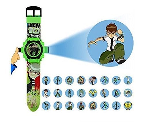 ADAMO Digital 24 Images Ben 10 Projector Green Dial and Band Rubber Watch for Kids Boys, Diwali Gift, Birthday Return Gift, Best Digital Toy Watch - Image 1
