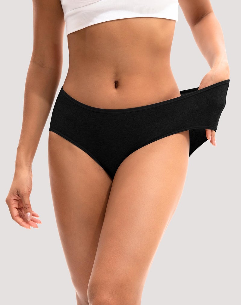 INNERSY Womens Underwear Cotton Hipster Panties Regular & Plus Size 6-Pack(X-Small,Black-White-Grey) - Image 2