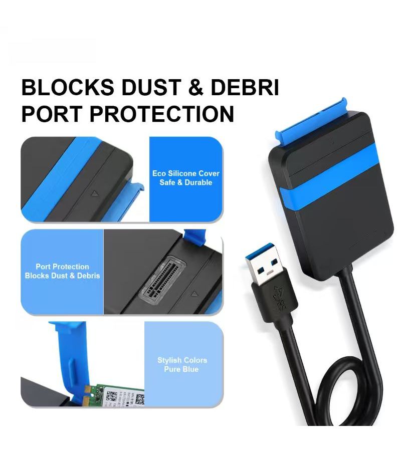 كابل USB 3.0 إلى M.2 SATA إيزي درايف، محول ثنائي الفتحات لقرص SSD عالي السرعة للاستخدام الخارجي مع أجهزة الكمبيوتر - Image 4