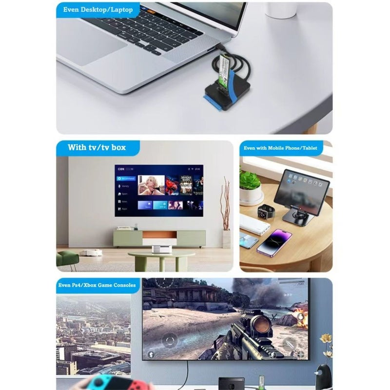 كابل USB 3.0 إلى M.2 SATA إيزي درايف، محول ثنائي الفتحات لقرص SSD عالي السرعة للاستخدام الخارجي مع أجهزة الكمبيوتر - Image 5