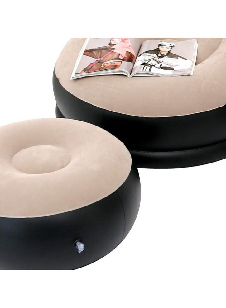 Quantum Bay Inflatable Recliner Chair with Footrest and Air Pump – Comfortable & Space-Saving for Living Room, Gaming, Reading, and Relaxing – Black & Beige  - Image 4