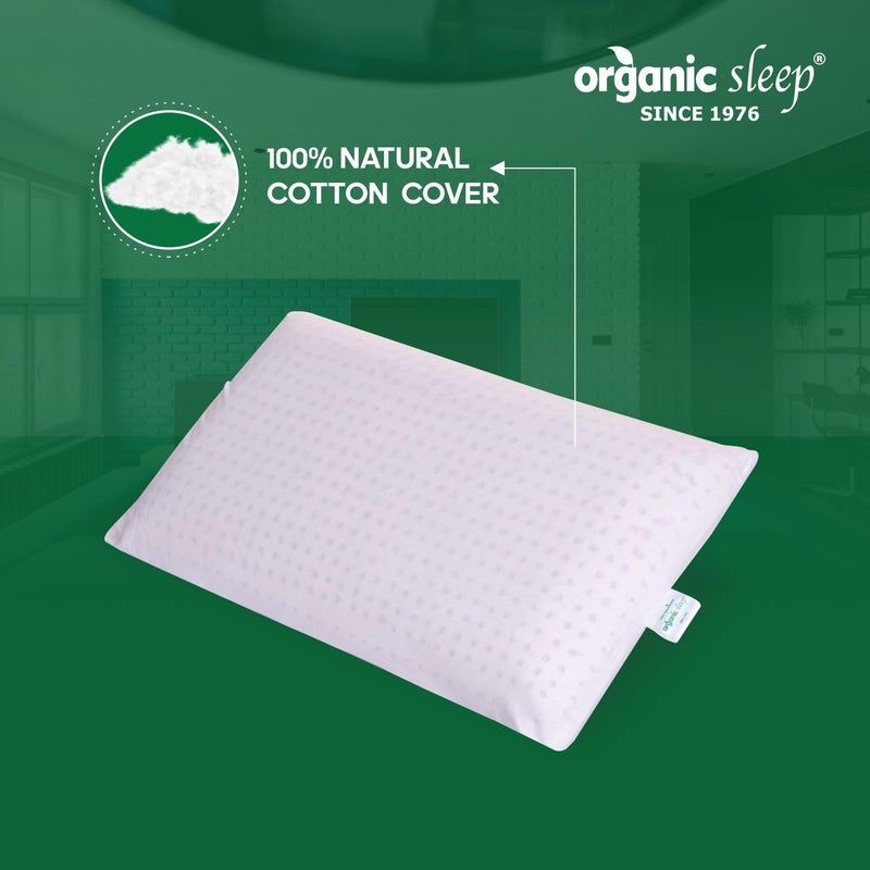 ORGANIC SLEEP وسادة بيكور قياسية من أورجانيك سليب 100% لاتكس طبيعي بحجم 27x15 بوصة وسمك 5 وكثافة 45 بتقنية بيكور وخصائص الارتداد مع غطاء قطن، عبوة من 1 - Image 2