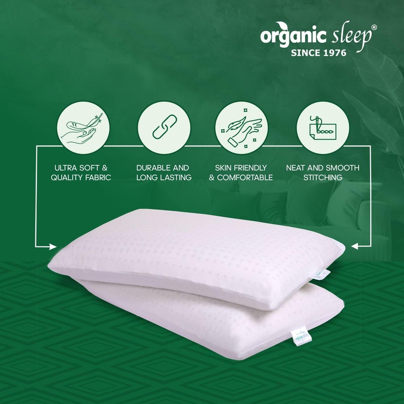ORGANIC SLEEP وسادة بيكور قياسية من أورجانيك سليب 100% لاتكس طبيعي بحجم 27x15 بوصة وسمك 5 وكثافة 45 بتقنية بيكور وخصائص الارتداد مع غطاء قطن، عبوة من 1 - Image 5