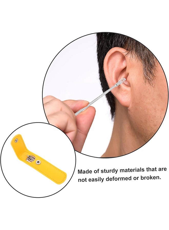 أداة إزالة شمع الأذن الحلزونية 14 قطعة مع حقيبة تخزين للتنظيف من الفولاذ المقاوم للصدأ للاستخدام المنزلي أو السفر (أسود أصفر) - Image 4