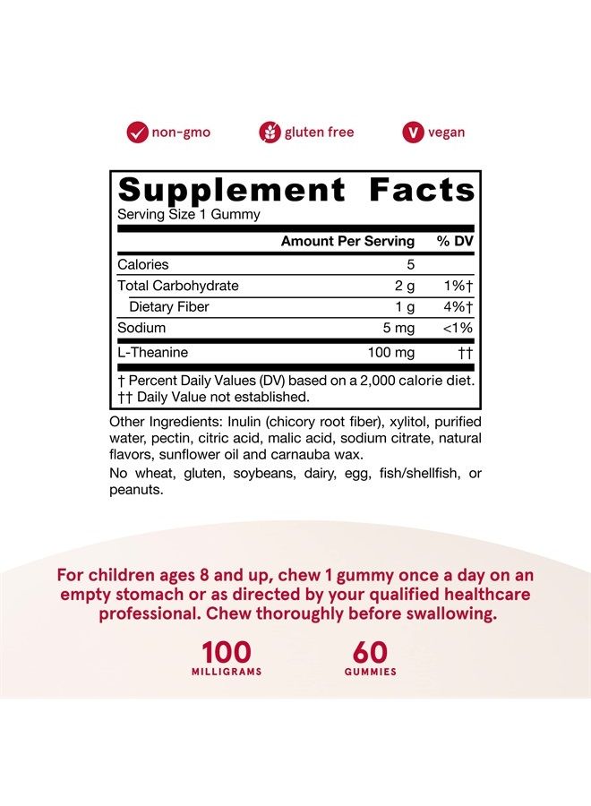 jarrow formulas Theanine Gummies 100 mg - 60 Apple Gummies - Neurologically Active Amino Acid - Found in Green Tea - Promotes Relaxation & Calmness - Sugar Free - 60 Servings - Image 4