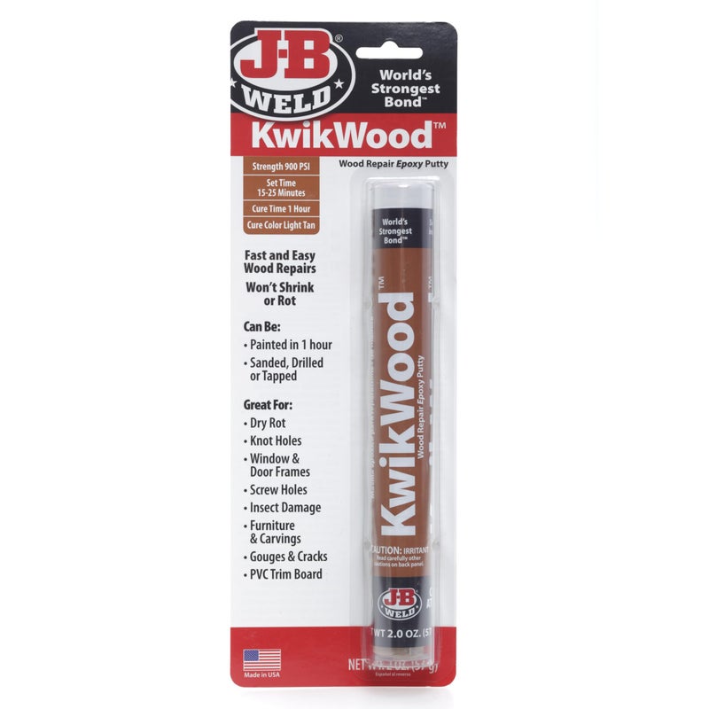 J-B Weld 8258 KwikWood Wood Repair Epoxy Putty Stick-7 inch, Beige - Image 1