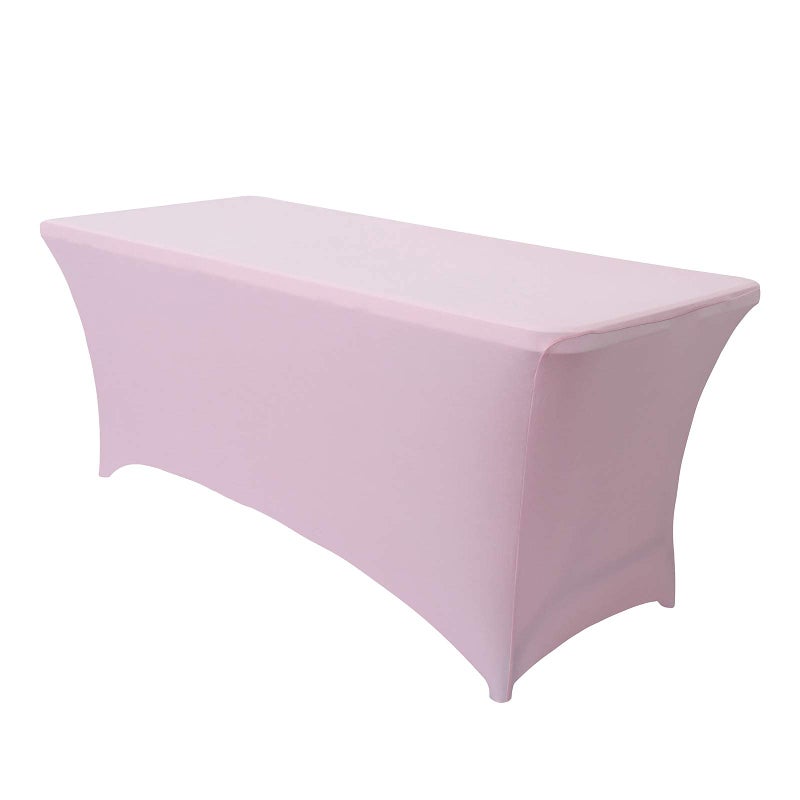 Obstal Obstal Spandex Table Cover 4ft Fitted Tablecloth Rectangular - Stretch Table Cloth for Rectangle Folding Table for Birthday Party Wedding Banquet  Light Pink  48L x 24W Inch  - Image 1