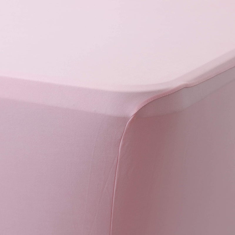 Obstal Obstal Spandex Table Cover 4ft Fitted Tablecloth Rectangular - Stretch Table Cloth for Rectangle Folding Table for Birthday Party Wedding Banquet  Light Pink  48L x 24W Inch  - Image 3