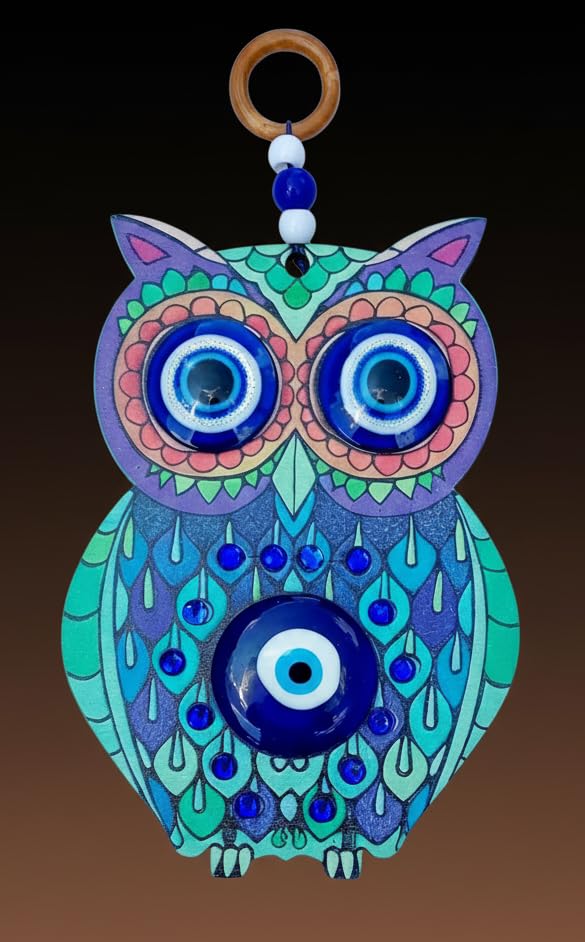 ARTISKRITI Evil Eye Hanging Owl Nazar Battu for Home Entrance Door Decoration, Big Size, Housewarming Gifts - Image 3